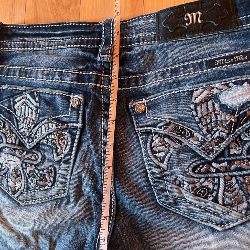 Miss Me Dark Blue Jeans with Contrast Stitching - Picture 3 of 10